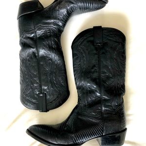 Lizard Skin Black Cowboy Boots Dan Post